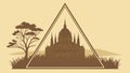 Abstract Triangle Frame with Ornate Building on Hill, vector design Generative AI Royalty Free Stock Photo