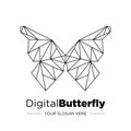 Abstract triangle geometric butterfly. Digital butterfly. Transformation. Logo design. Vector