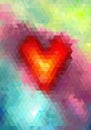 Abstract triangle mosaic heart on colored background Royalty Free Stock Photo