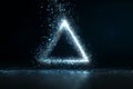 Abstract triangle shape made of glowing particles Royalty Free Stock Photo