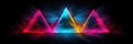 Abstract Triangle Shape Magenta Yellow Cyan Colours On Black Background