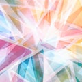 Abstract triangle shapes layered in random pattern, orange pink blue green yellow and purple on white background, transparent geom Royalty Free Stock Photo
