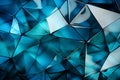 Abstract triangles harmonize blue, green, white, and lively cyan, a visual spectacle