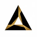 An abstract triangular design featuring a black and gold gradient. The triangle is Royalty Free Stock Photo
