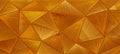 Abstract triangular gold mosaic tile wallpaper texture with geometric fluted triangles of metallic gold background banner