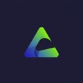Abstract triangular logo featuring a gradient blending from green to blue. The design Royalty Free Stock Photo
