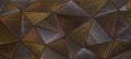 Abstract triangular mosaic tile wallpaper texture with geometric fluted triangles of metallic gold silver copper background banner Royalty Free Stock Photo