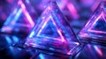 Abstract Triangular Neon Pattern with Blue and Pink Glowing Light and Geometric Design Royalty Free Stock Photo
