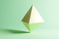 abstract triangular shape, sharp yet smooth, floating over a light green background with soft