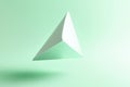 abstract triangular shape, sharp yet smooth, floating over a light green background with soft