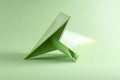 abstract triangular shape, sharp yet smooth, floating over a light green background with soft