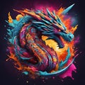 Abstract tribal dragon colorful graffiti background. Generative AI.