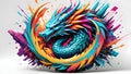 Abstract tribal dragon colorful graffiti background. Generative AI.