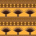 Abstract tribal ethnic background. Seamless pattern with blue agave Royalty Free Stock Photo