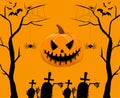 Abstract Trick Or Treat Happy Halloween Pumpkin Horror Bat Tomb