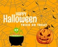 Abstract Trick Or Treat Happy Halloween Pumpkin Horror Spider