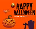 Abstract Trick Or Treat Happy Halloween Pumpkin Horror Vector