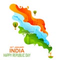 Abstract tricolor banner with Indian flag for 26th January Happy Republic Day of India