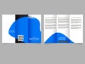 Abstract trifold brochure with a blue spot. vector file.