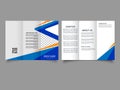 Abstract trifold brochure. Blue and yellow colors. Flyer for printing. Template