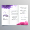 Abstract trifold business brochure with watercolor effect