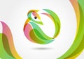 Abstract tropical bird on colorful background, logo design template. Vector illustration Royalty Free Stock Photo