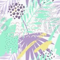 Abstract tropical drawing in pastel color palette Royalty Free Stock Photo