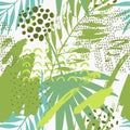 Abstract tropical drawing in shades of green colors Royalty Free Stock Photo