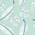 Abstract tropical palm  leaf seamless pattern background. Vector Illustration Royalty Free Stock Photo
