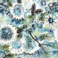 Abstract Tropical Plant Patterns in Watercolor Style Royalty Free Stock Photo