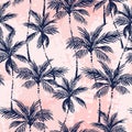 Abstract tropics seamless pattern. Grunge palm trees silhouettes transparent texture background Royalty Free Stock Photo