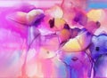 Abstract Tulip flowers watercolor painting