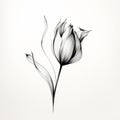 Abstract Tulip: Minimalistic And Dreamy Single Line Drawing