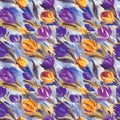 Abstract tulips seamless pattern, watercolor