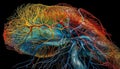 Abstract tumor magnification reveals cancer cell in human internal organ