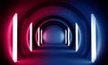 Abstract tunnel, corridor with rays of light and new highlights. Abstract blue background, neon. Royalty Free Stock Photo