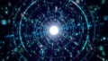 Abstract tunnel. Digital background, 3D rendering. Binary code particle network. Motion and communication technology Royalty Free Stock Photo