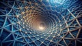 Abstract tunnel of interconnected nodes, a digital visualization of complex network structures and pathways. Generative AI Royalty Free Stock Photo