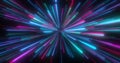 Abstract tunnel of multicolored blue purple glowing bright neon laser energy Royalty Free Stock Photo