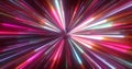 Abstract tunnel of multicolored glowing bright neon laser energy beams lines Royalty Free Stock Photo