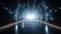 Abstract tunnel with perspective, bright light at the end. Sci-fi concept Royalty Free Stock Photo