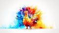 an abstract turkey with colorful geometric shapes on a white background