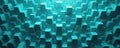 Abstract turquoise cube pattern depth shadows. Geometric design suitable for backgrounds. 3D render, visual creative artwork. Royalty Free Stock Photo