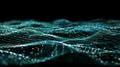 Abstract Turquoise Data Stream Background. Tech Visualization, Particle Wave, Information Flow, Artificial Intelligence, Digital Royalty Free Stock Photo