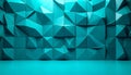 Abstract Turquoise Geometric Wall Pattern in Low Poly Style Texture Royalty Free Stock Photo