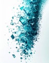 Abstract Turquoise Glass Shards Exploding on White Background With Soft Gradient Royalty Free Stock Photo