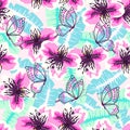 Abstract turquoise pink pattern