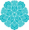 Abstract turquoise round lace design in mono line style -