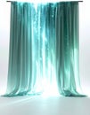 Abstract Turquoise Silk Curtains with Shimmering Light on a White Background Royalty Free Stock Photo