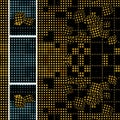 black and gold squared tiles mosaic dice design with turquoise side ladder